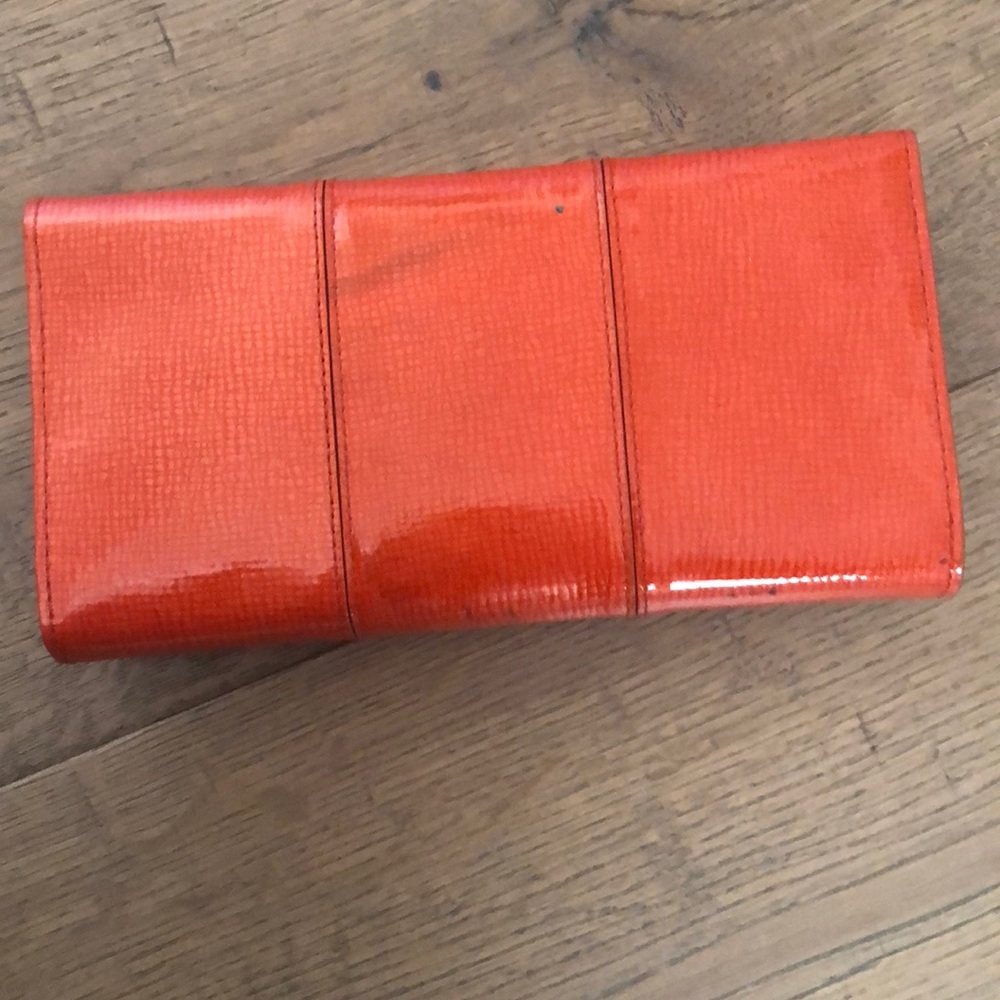 COLE HAAN Red Patent Leather Bifold Snap Flap Credit Card Wallet Clutch - Picture 7 of 11